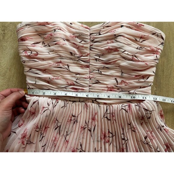 Fame and Partners NWT Miyah Strapless Floral Pink Maxi Dress Size 0 Tiered - Picture 8 of 9